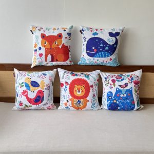Multi Animal Set Of 5 Cushion Cover Only (16 x 16 inch)