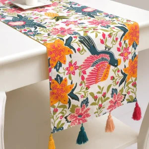 Scrolling Garden Cotton Printed 4/6 Seater Table Runner