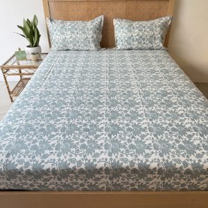 Grey Anar Cotton Bedsheet With Bag
