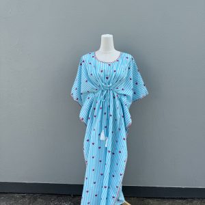 Heart With Blue Stripe Round Shape Cotton Zipper Kaftan