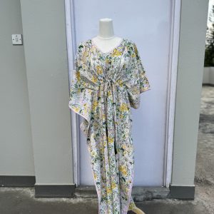 Flower Garden Round Shape Cotton Zipper Kaftan
