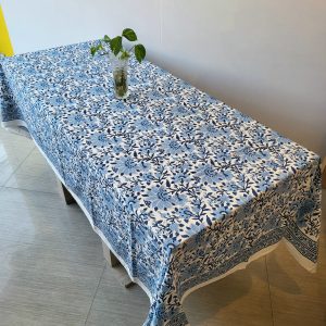 Blue Flower Cotton Table/Bed Cover