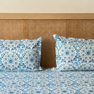 Blue Marigold Cotton Pillow Cases Only (18 x 28 inch)