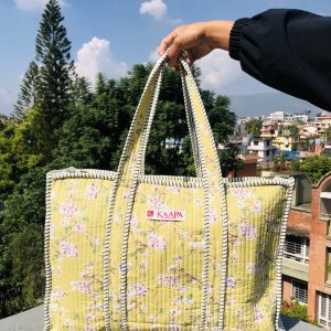 Purple & Yellow Flower Suitcase Quilted Bag XXXL