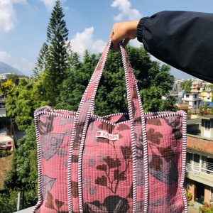 Brown Leaf Suitcase Quilted Bag XXXL