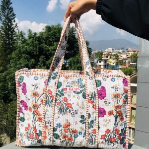 Orange Flower Suitcase Quilted Bag XXXL