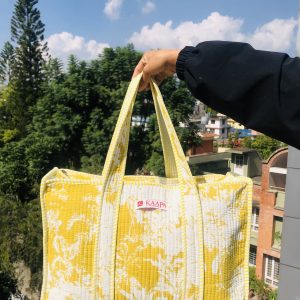 Abstract Yellow Suitcase Quilted Bag XXXL