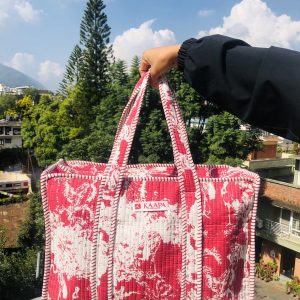 Abstract Pink Suitcase Quilted Bag XXXL