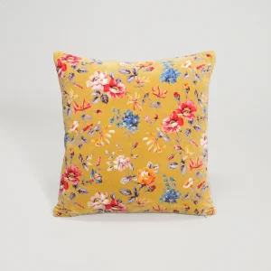 Sunny Blossom Velvet Elegance Cushion Cover (18 x 18 inch)