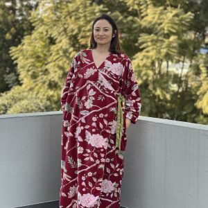 Dark Red Premium Cotton Velvet Gown