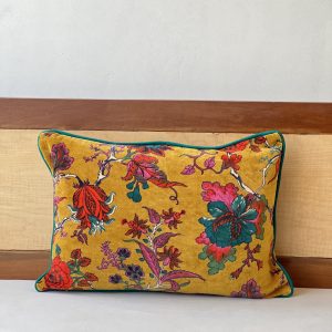 Yellow Base Premium Velvet Cushion (14 x 20 inch)