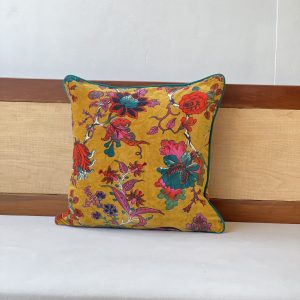 Yellow Base Premium Velvet Cushion (18 x 18 inch)
