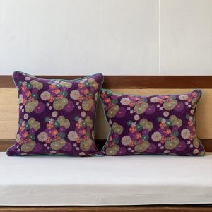 Purple Base Premium Velvet Cushion Set Of 2