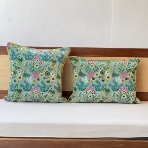 Green Base Premium Velvet Cushion Set Of 2