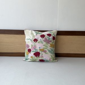 Flower Garden Cotton Embroidery Cushion (18 x 18 inch)