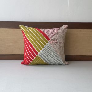 Green Lining Cotton Embroidery Cushion (18 x 18 inch)